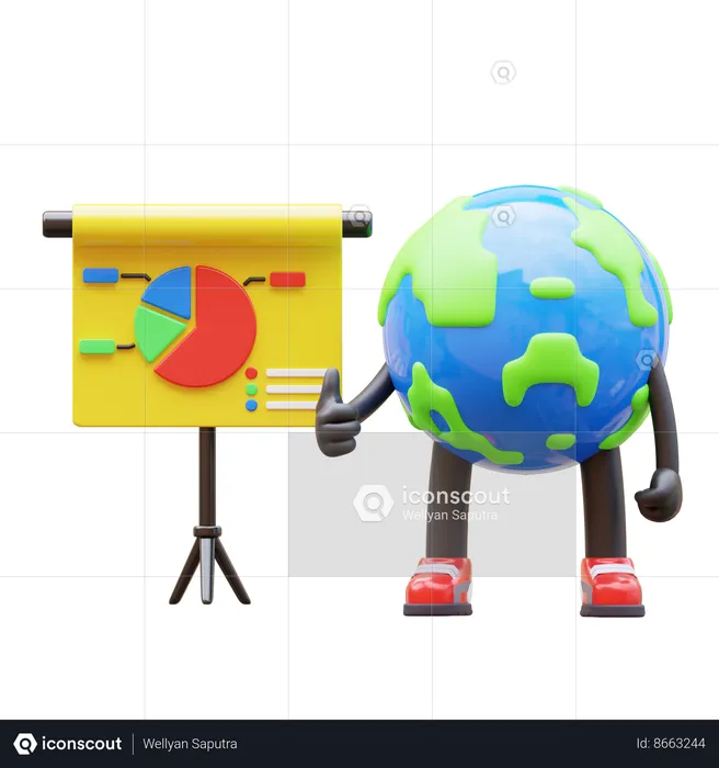 Earth Character Giving Business Presentation  3D Illustration