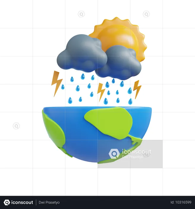 Earth Climate Change  3D Icon