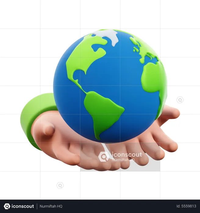 Earth Holding Hand  3D Icon