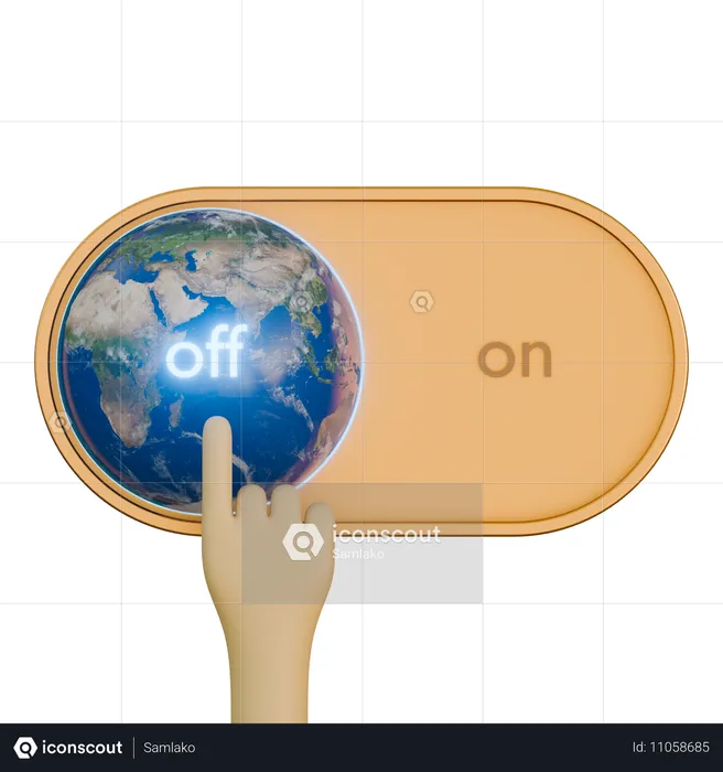 Earth Hour Slide Switch Button  3D Icon