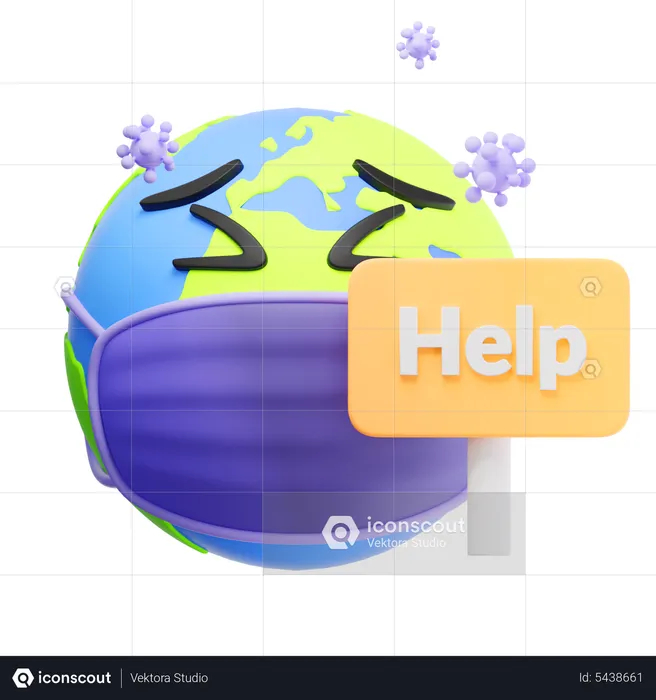 Earth Need Help Sign  3D Icon
