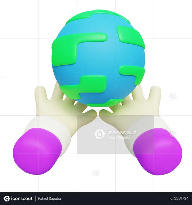 Earth On Hand  3D Icon