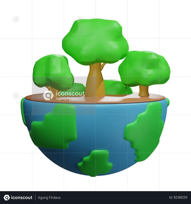 Earth Tree  3D Icon