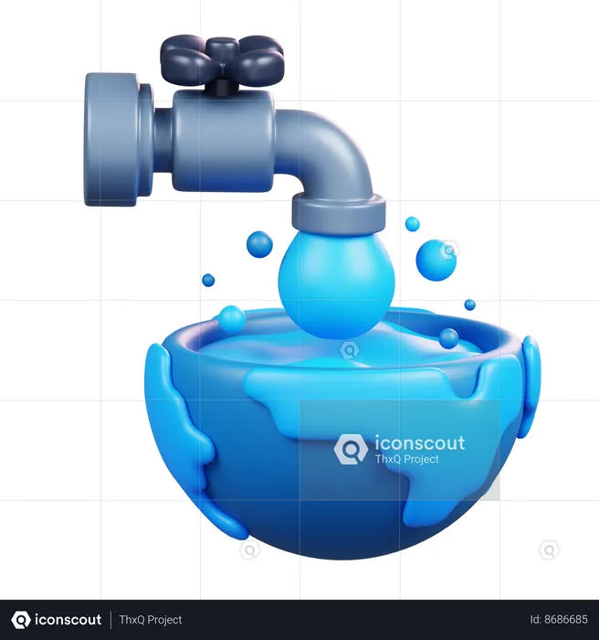 Earth With Faucet  3D Icon