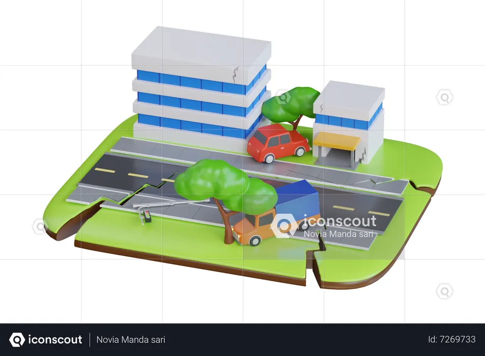 Earthquake In City  3D Illustration