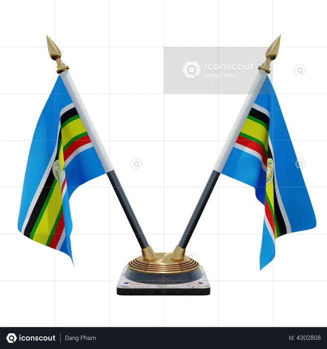 East African Community Double Desk Flag Stand Flag 3D Illustration