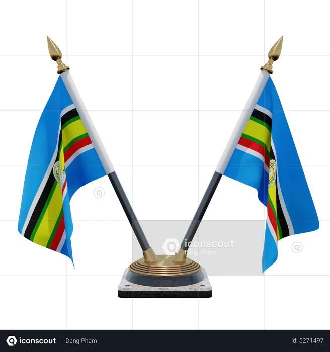 East African Community Double (V) Desk Flag Stand Flag 3D Icon