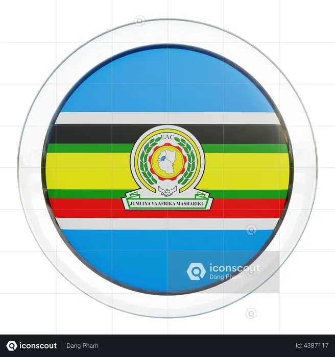 East African Community Flag Glass Flag 3D Illustration
