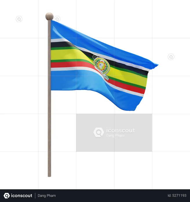 East African Community Flagpole Flag 3D Icon