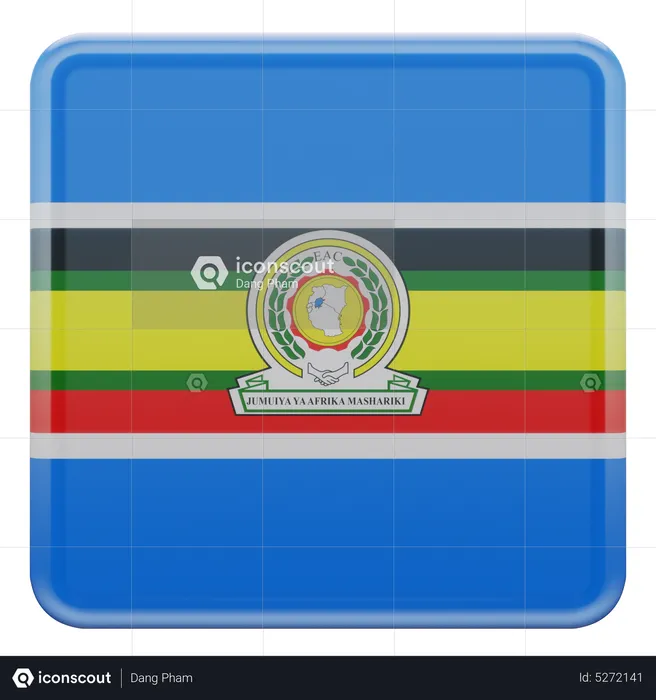 East African Community Square Flag Flag 3D Icon
