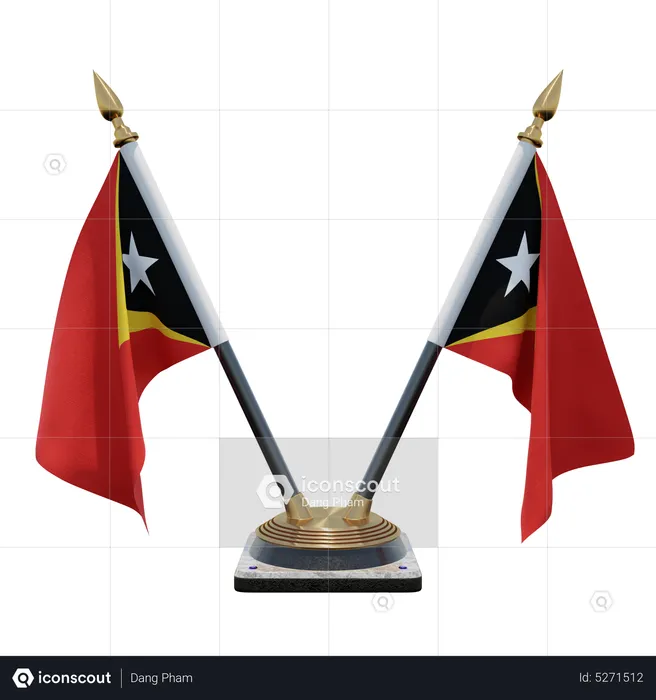 East Timor Double (V) Desk Flag Stand Flag 3D Icon