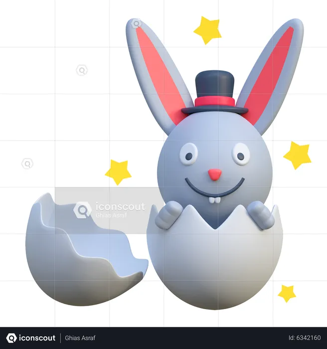 Easter Bunny Egg Hatched  3D Icon