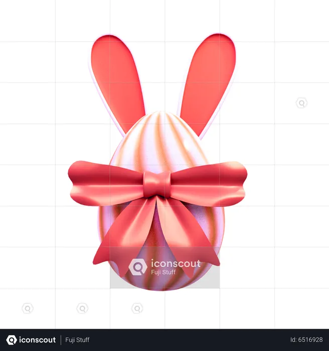 Easter Bunny Egg With Ribbon  3D Icon