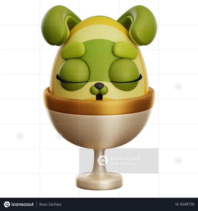 Easter Bunny Sleep on Cup  3D Icon