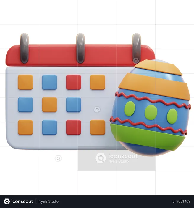 イースターの日カレンダー  3D Icon