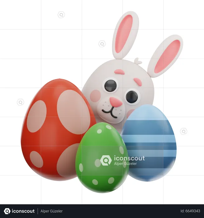 Easter Egg And Rabbit  3D Icon