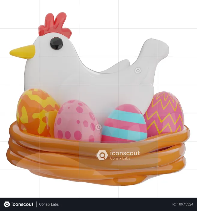 Easter Egg Basket  3D Icon