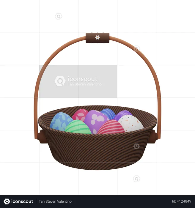 Easter Egg Basket  3D Illustration