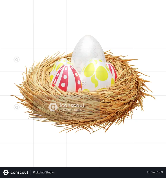 Easter egg in nest  3D Icon