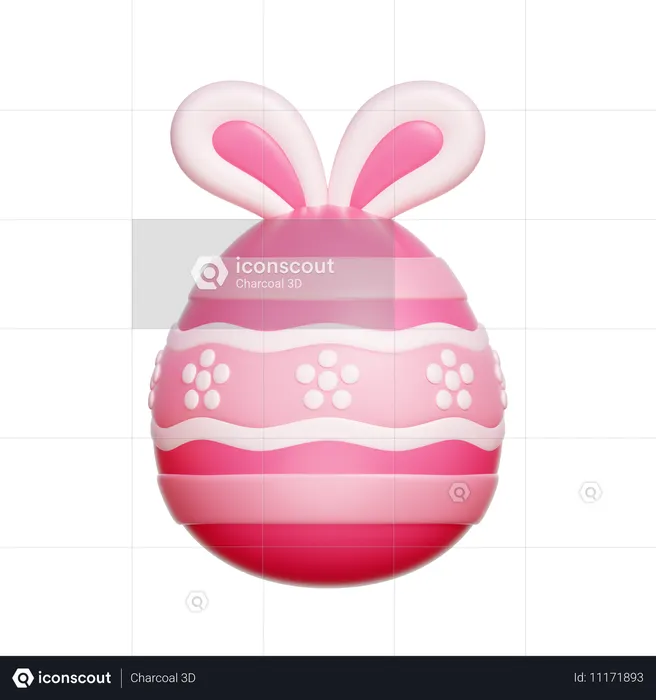 Easter Egg with Bunny Ear  3D Icon