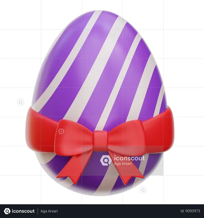 Easter Egg With Ribbon  3D Icon