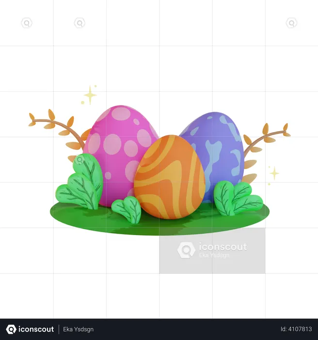 Easter Eggs  3D Illustration