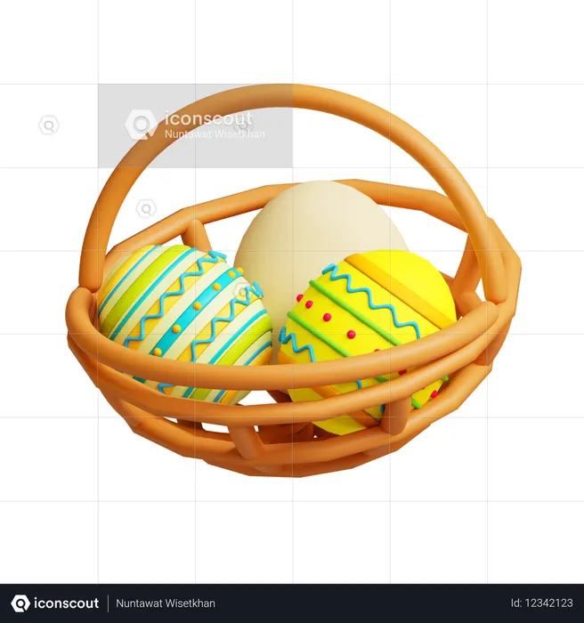 イースターエッグバスケット  3D Icon