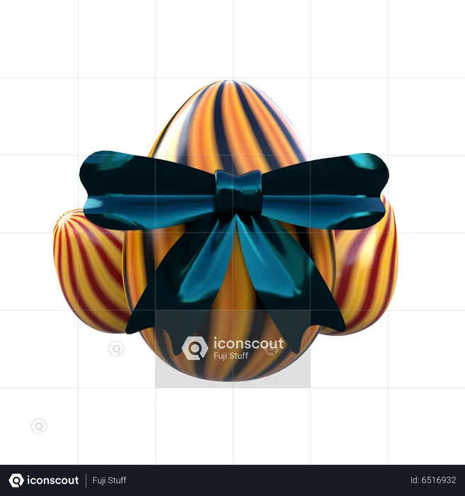 Easter Eggs With Ribbon  3D Icon