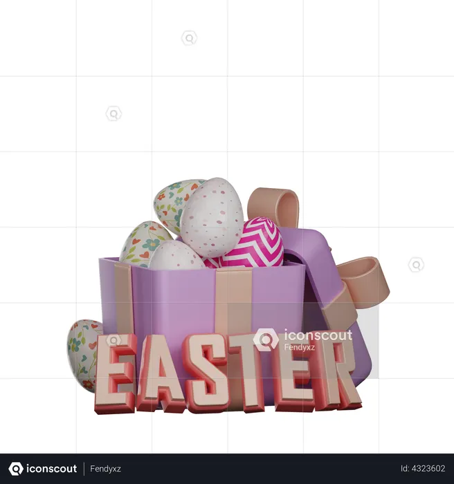 Easter gift egg box  3D Illustration
