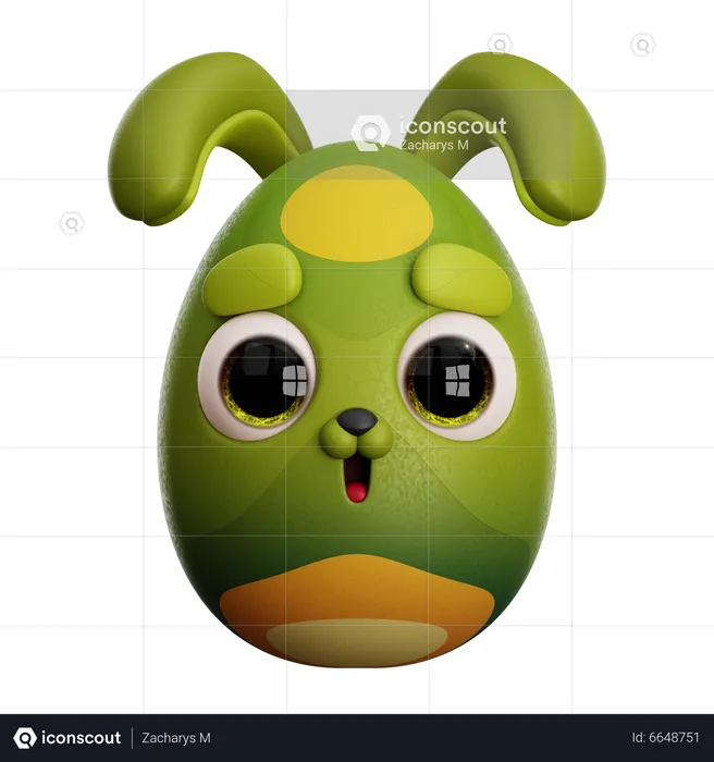 EASTER GREEN BUNNY  3D Icon