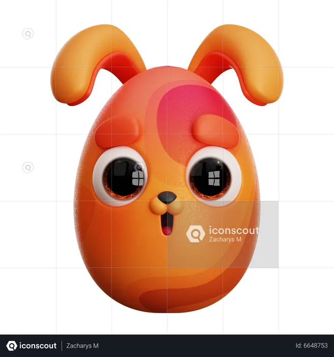 EASTER ORANGE BUNNY  3D Icon