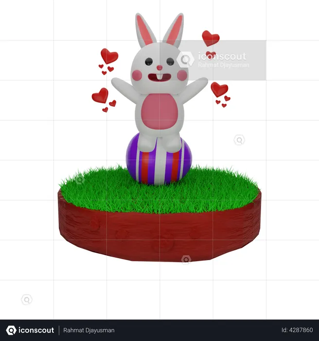 Easter Rabbit love Easter Egg  3D Illustration