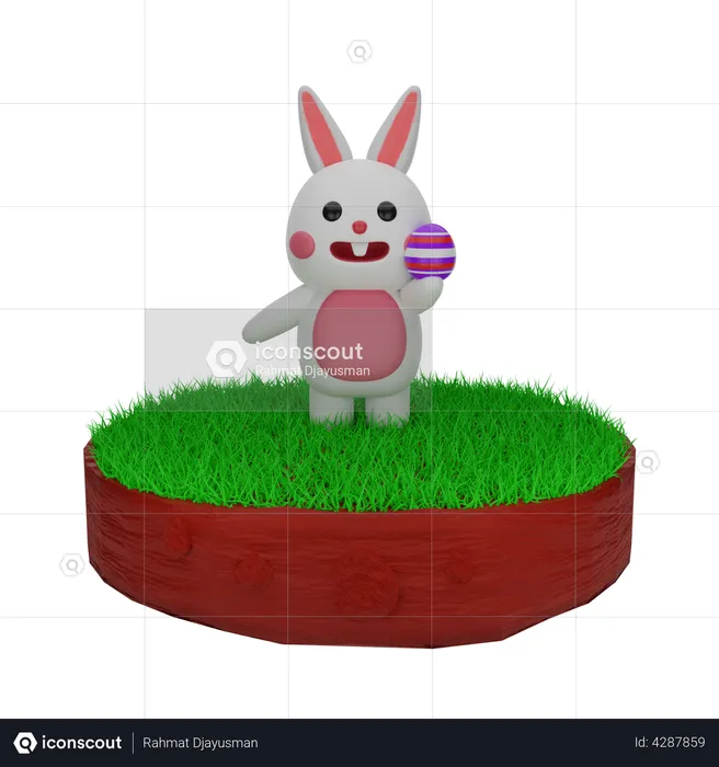 Easter Rabbit with Easter egg  3D Illustration