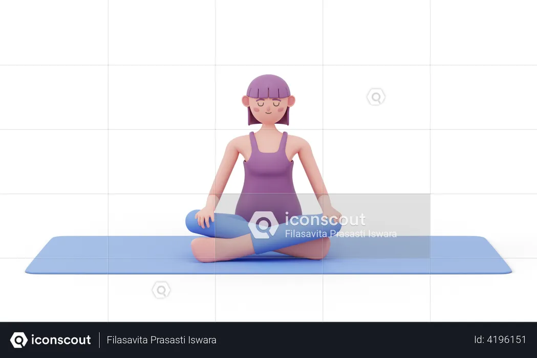 Easy Yoga Pose  3D Illustration