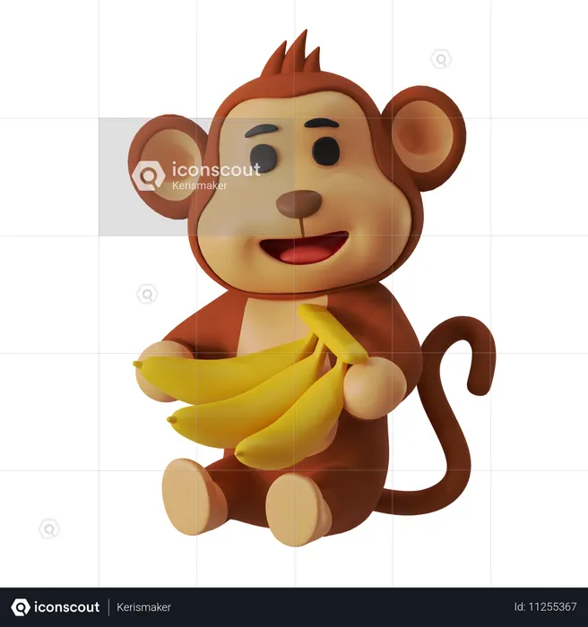 Eating Banana  3D Illustration