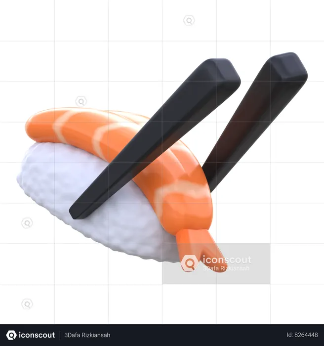 Ebi Nigiri With Chopstick  3D Icon