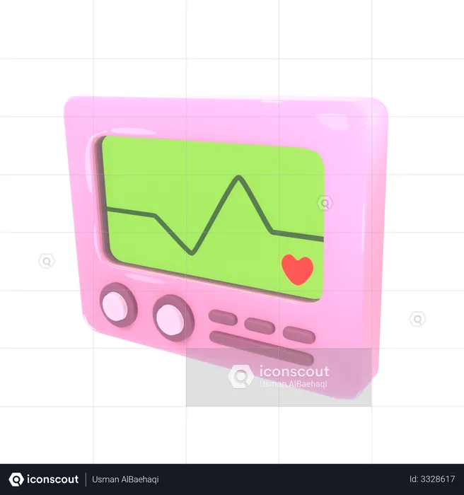 Ecg Machine  3D Illustration