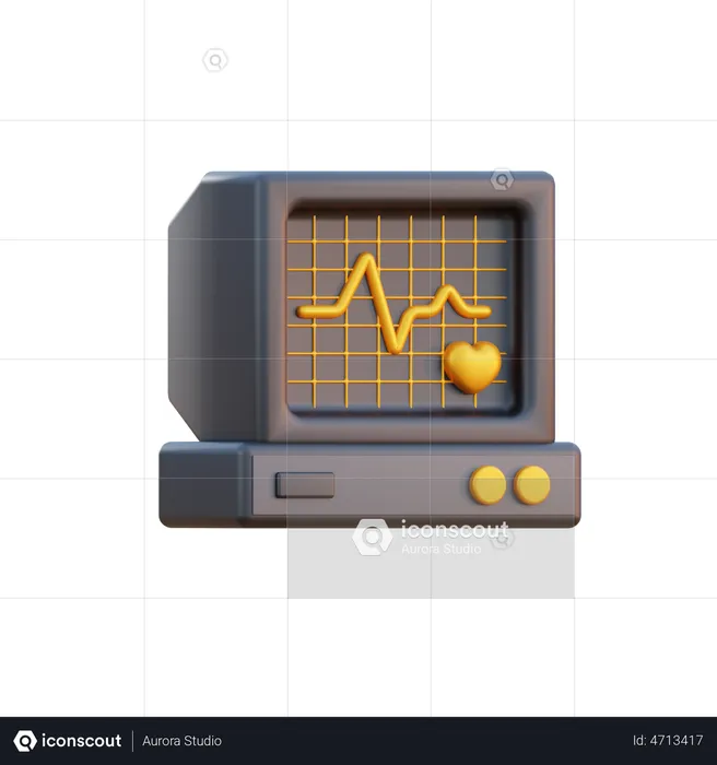 Ecg Monitor  3D Illustration