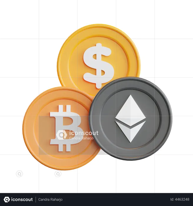 Échange de crypto-monnaie  3D Illustration