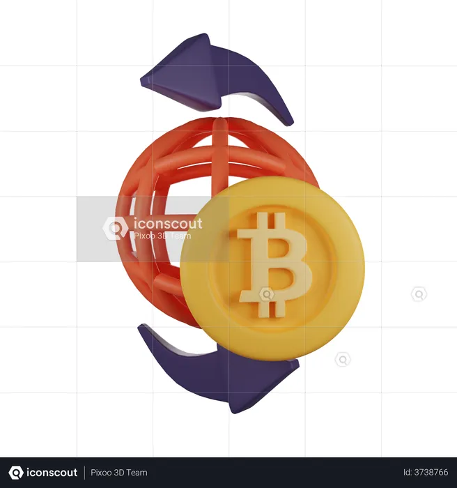 Échange mondial de crypto-monnaie  3D Illustration