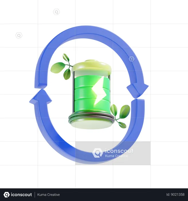 Batería ecológica  3D Icon