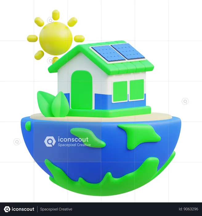 Casa ecológica  3D Icon