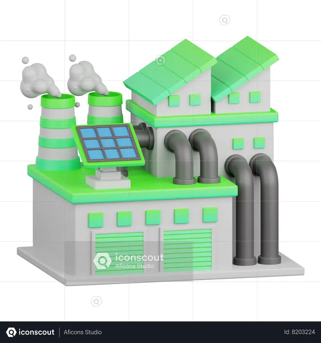 Fábrica ecológica  3D Icon