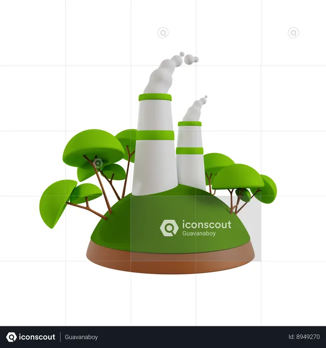 Fábrica ecológica  3D Icon