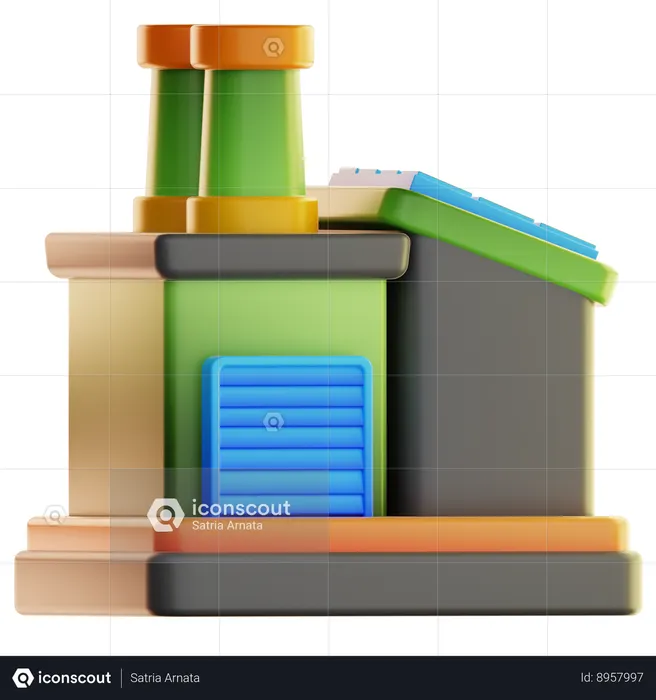 Fábrica ecológica  3D Icon