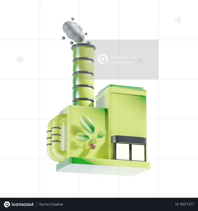 Fábrica ecológica  3D Icon