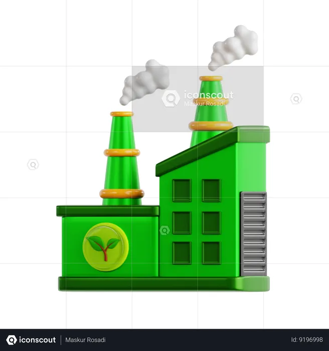 Fábrica ecológica  3D Icon
