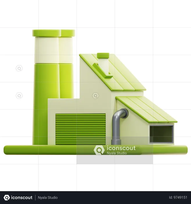 Fábrica ecológica  3D Icon