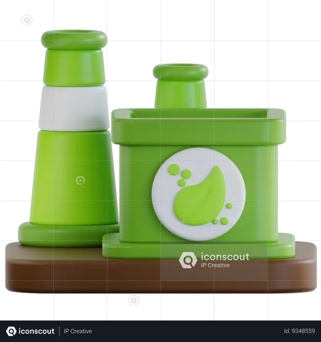 Fábrica ecológica  3D Icon