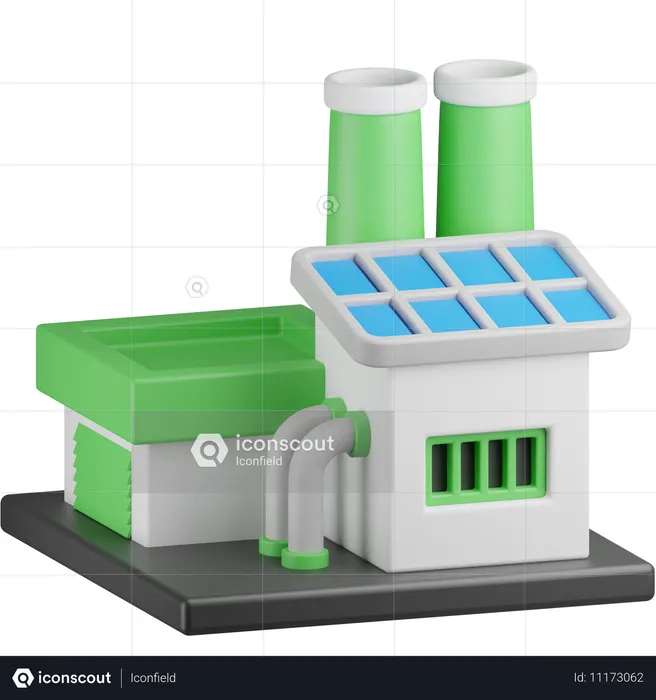 Fábrica ecológica  3D Icon